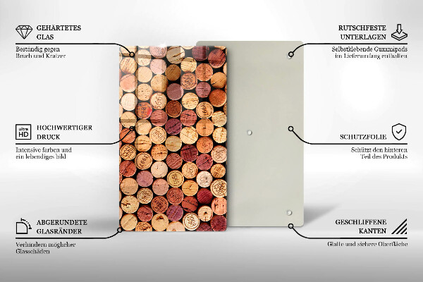 Glass worktop saver Wine corks pattern