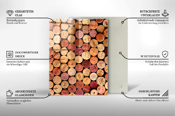 Glass worktop saver Wine corks pattern