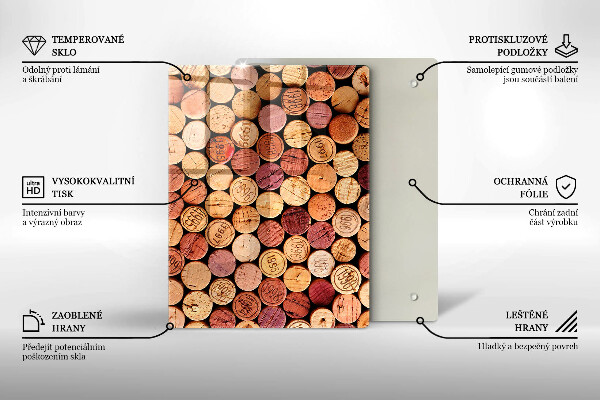 Glass worktop saver Wine corks pattern