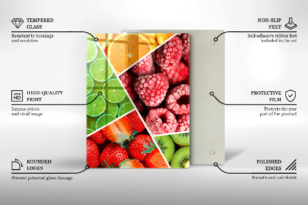 Glass worktop saver Colorful fruit