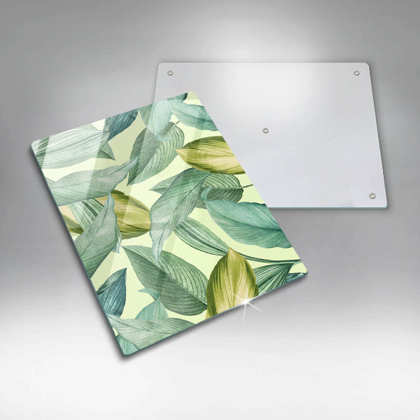 Glass worktop saver Green tropical leaves