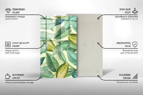 Glass worktop saver Green tropical leaves
