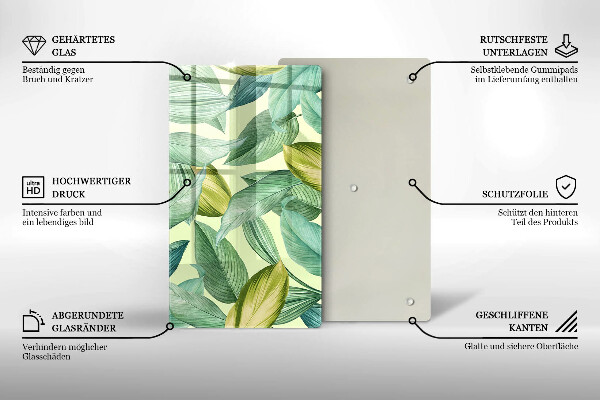 Glass worktop saver Green tropical leaves