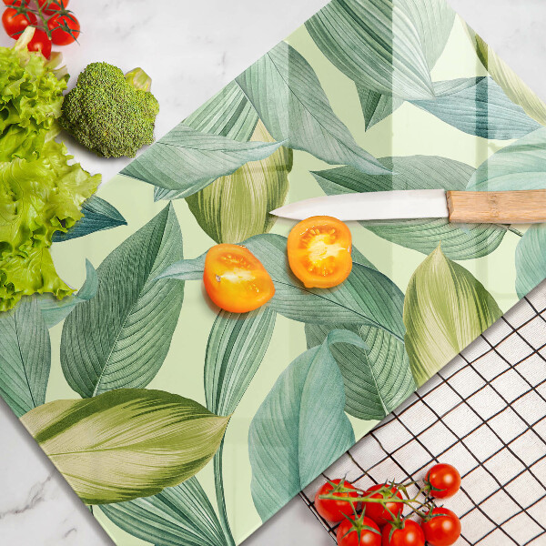 Glass worktop saver Green tropical leaves