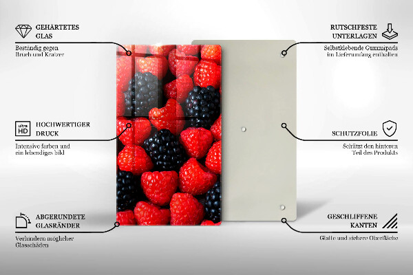 Glass worktop saver Raspberries and blackberries