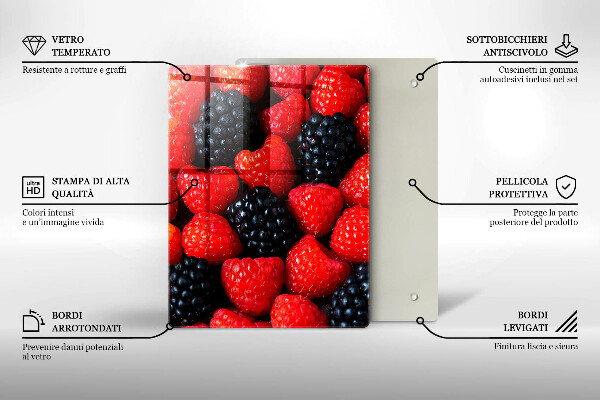 Glass worktop saver Raspberries and blackberries