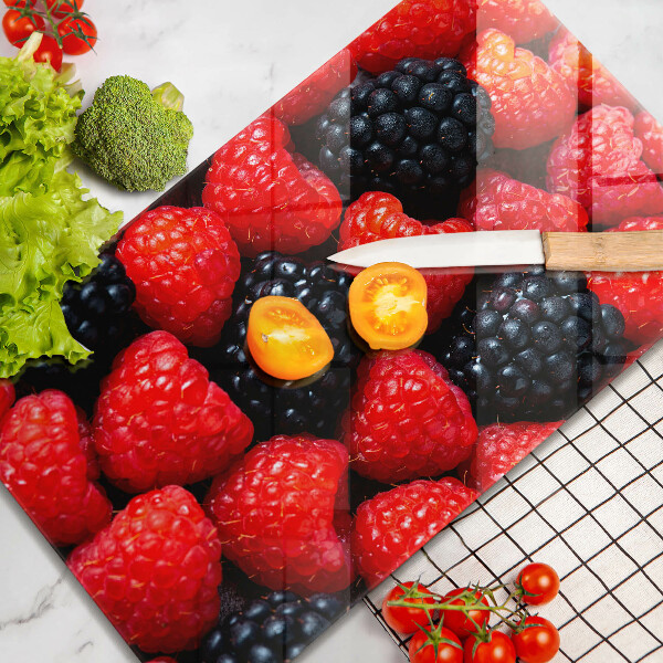 Glass worktop saver Raspberries and blackberries