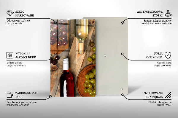 Glass worktop saver Bottles of wine and grapes