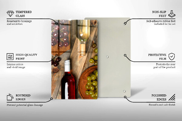 Glass worktop saver Bottles of wine and grapes