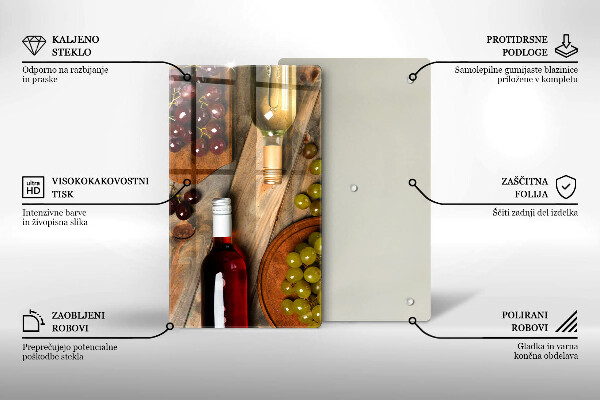 Glass worktop saver Bottles of wine and grapes