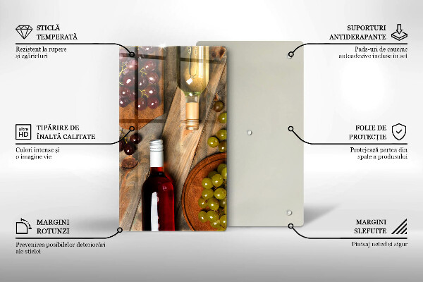 Glass worktop saver Bottles of wine and grapes