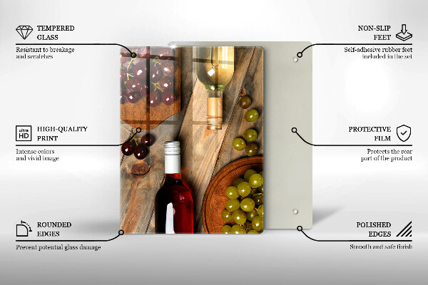 Glass worktop saver Bottles of wine and grapes