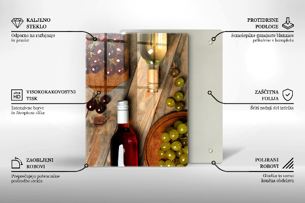 Glass worktop saver Bottles of wine and grapes