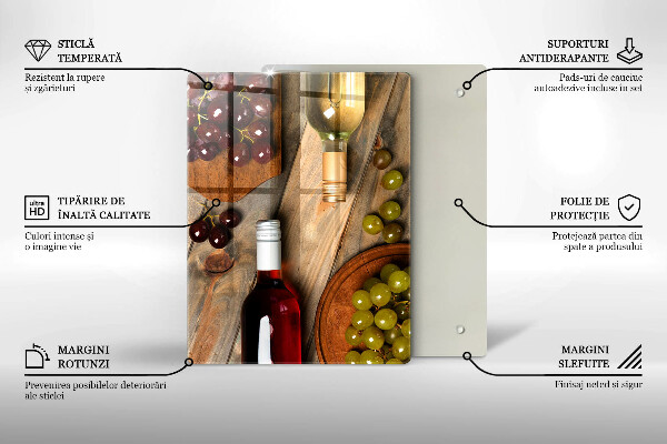 Glass worktop saver Bottles of wine and grapes