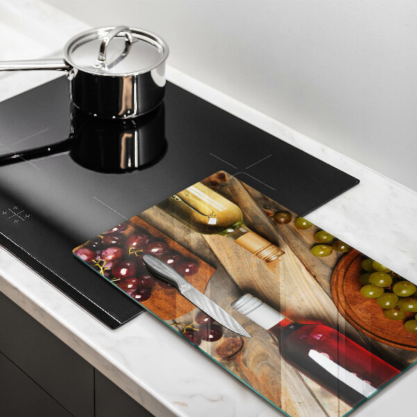 Glass worktop saver Bottles of wine and grapes