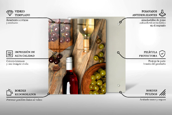 Glass worktop saver Bottles of wine and grapes