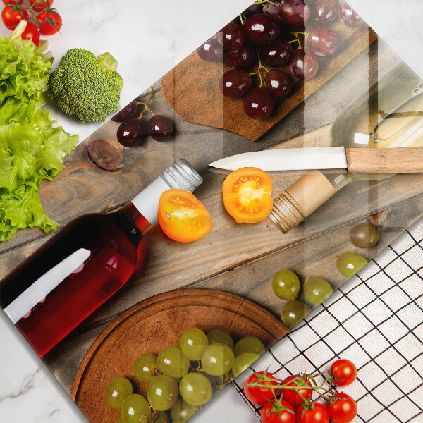 Glass worktop saver Bottles of wine and grapes
