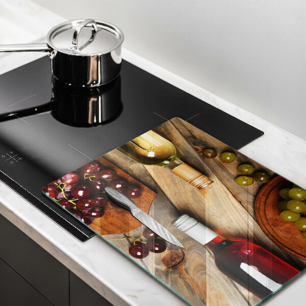 Glass worktop saver Bottles of wine and grapes
