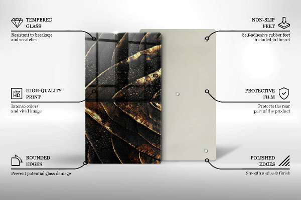 Glass worktop saver Golden leaf