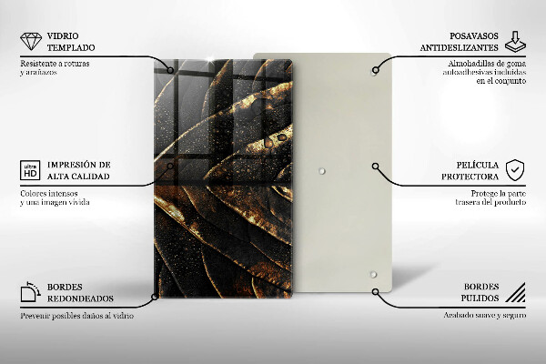 Glass worktop saver Golden leaf