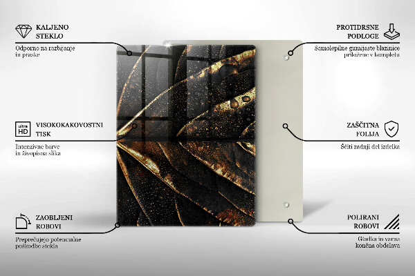 Glass worktop saver Golden leaf