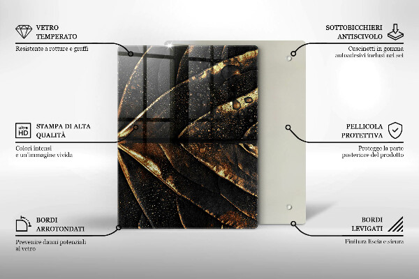 Glass worktop saver Golden leaf