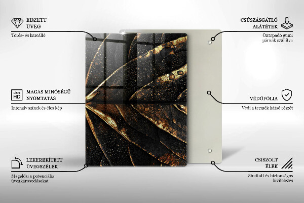 Glass worktop saver Golden leaf