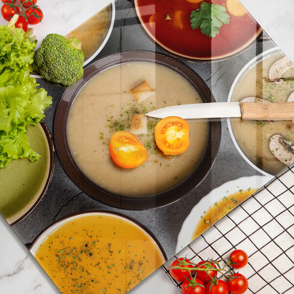 Glass worktop saver Colorful soups