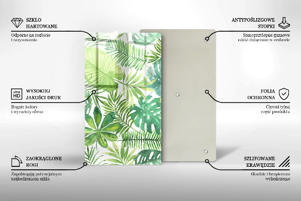 Glass worktop saver Boho watercolors leaves