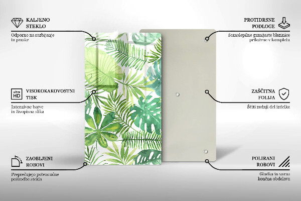 Glass worktop saver Boho watercolors leaves