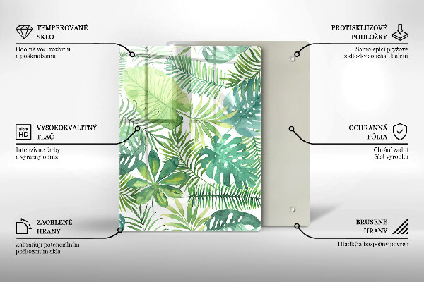 Glass worktop saver Boho watercolors leaves