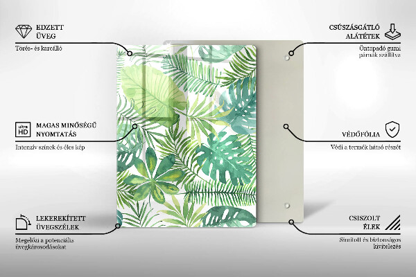 Glass worktop saver Boho watercolors leaves