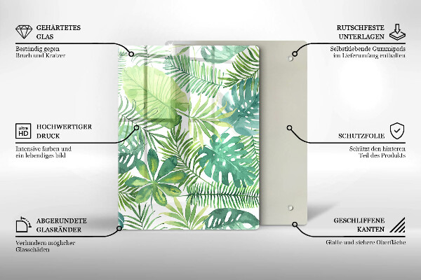 Glass worktop saver Boho watercolors leaves