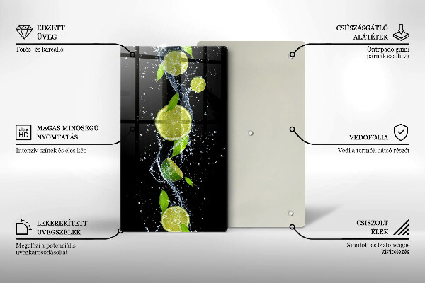 Glass worktop saver Juicy lime in water