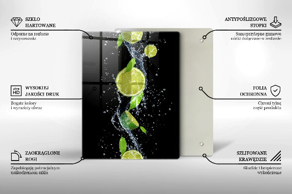 Glass worktop saver Juicy lime in water