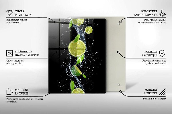 Glass worktop saver Juicy lime in water