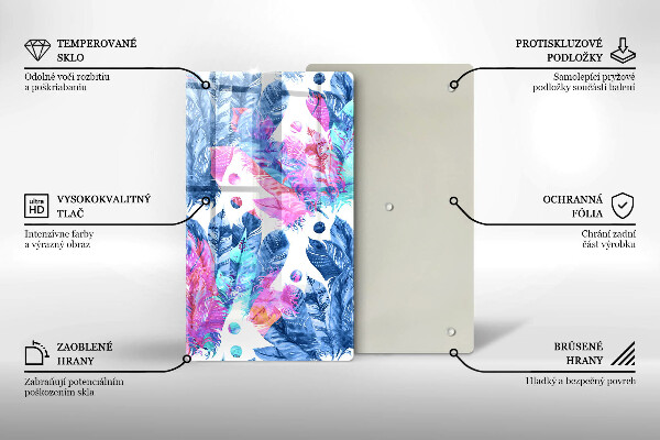 Kitchen countertop cover Illustration of boho feathers