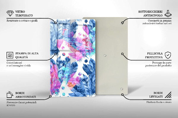 Kitchen countertop cover Illustration of boho feathers