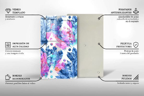 Kitchen countertop cover Illustration of boho feathers