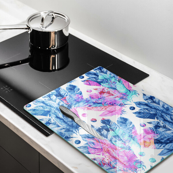 Kitchen countertop cover Illustration of boho feathers