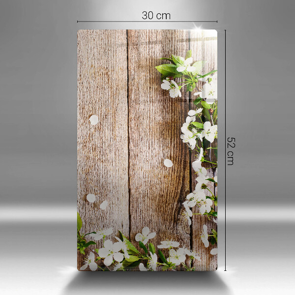 Glass worktop saver White flowers on the boards