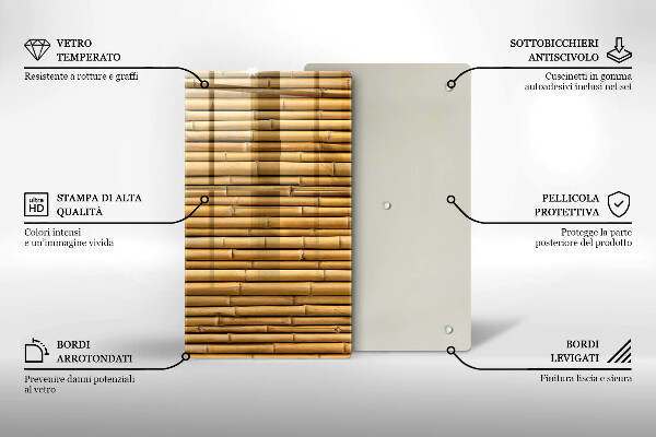 Glass worktop saver Nature boho bamboo