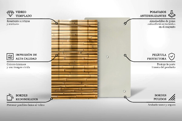 Glass worktop saver Nature boho bamboo