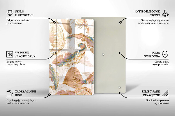 Kitchen countertop cover Boho feathers and leaves