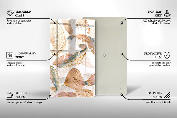 Kitchen countertop cover Boho feathers and leaves