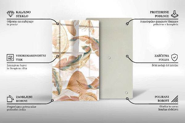 Kitchen countertop cover Boho feathers and leaves