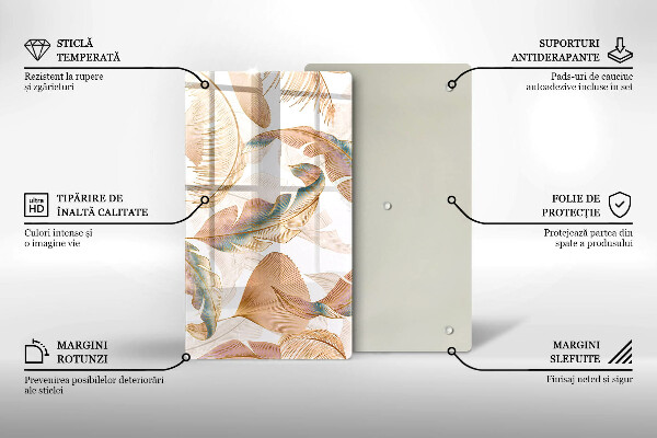 Kitchen countertop cover Boho feathers and leaves