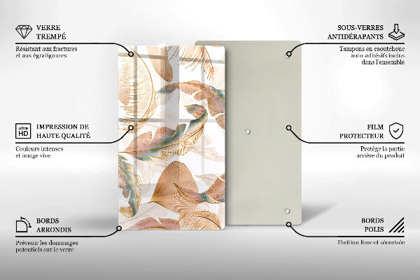 Kitchen countertop cover Boho feathers and leaves