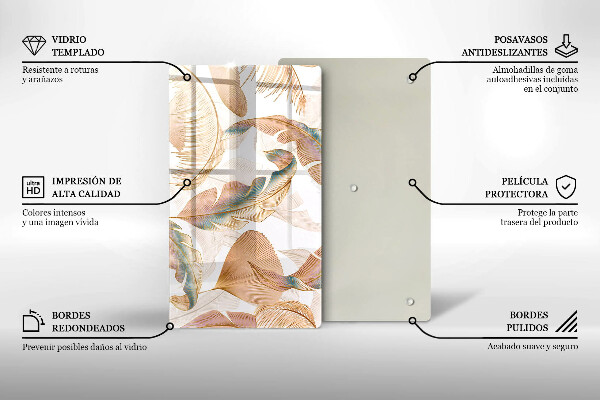 Kitchen countertop cover Boho feathers and leaves