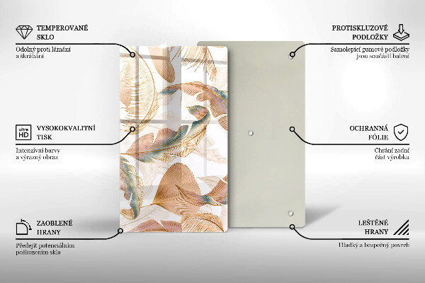 Kitchen countertop cover Boho feathers and leaves